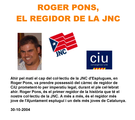 El 1r regidor de la història de la JNC d'Esplugues